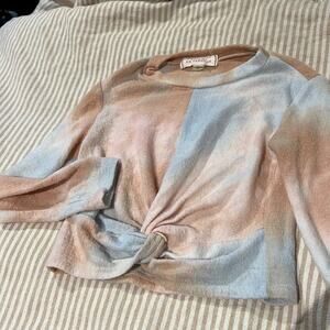 Walking on sunshine tie dye long sleeve knot tied shirt size 2